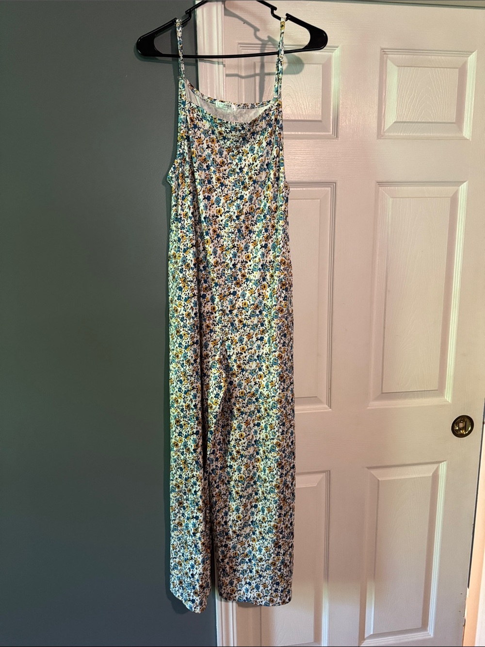 Floral Spaghetti-Strap Wide-Leg Jumpsuit - Blue Multi